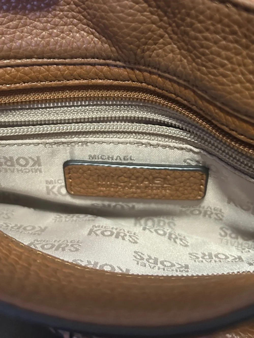 Michael Kors Tan Leather Chain Crossbody Bag with Tassel